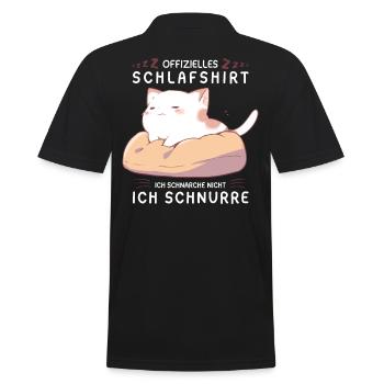 Offizielles Schlafshirt personalisiert mit Katze - Männer Poloshirt - Schwarz - Hinten - Kai (181cm)