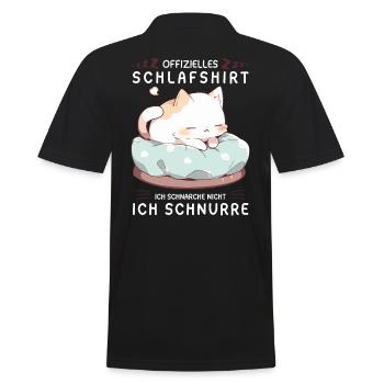 Offizielles Schlafshirt personalisiert mit Katze - Männer Poloshirt - Schwarz - Hinten - Kai (181cm)