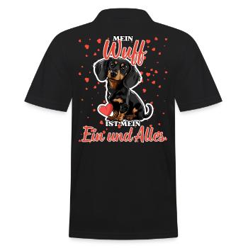 Mein Wuff ist mein Ein und Alles - Dackel Liebe - Männer Poloshirt - Schwarz - Hinten - Kai (181cm)