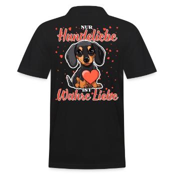 Hundeliebe Wahre Liebe - Lustige Dackel Liebe - Männer Poloshirt - Schwarz - Hinten - Kai (181cm)