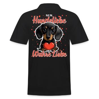 Hundeliebe Wahre Liebe - Lustige Dackel Liebe - Männer Poloshirt - Schwarz - Hinten - Kai (181cm)