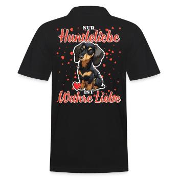 Hundeliebe Wahre Liebe - Lustige Dackel Liebe - Männer Poloshirt - Schwarz - Hinten - Kai (181cm)