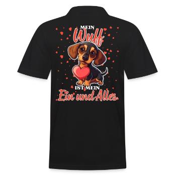Mein Wuff ist mein Ein und Alles - Dackel Liebe - Männer Poloshirt - Schwarz - Hinten - Kai (181cm)