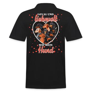 Loyal und liebevoll Hund - Lustiger Dackel Liebe - Männer Poloshirt - Schwarz - Hinten - Kai (181cm)