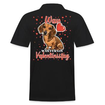 Wau Was für ein Valentinstag Lustiger Dackel Liebe - Männer Poloshirt - Schwarz - Hinten - Kai (181cm)