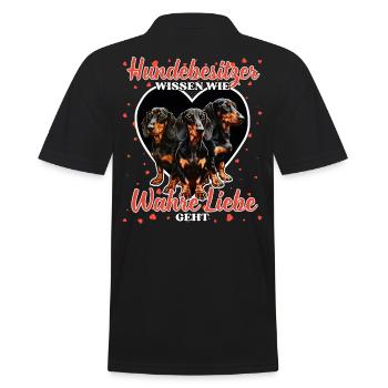 Hundebesitzer Wahre Liebe - Lustige Dackel Liebe - Männer Poloshirt - Schwarz - Hinten - Kai (181cm)