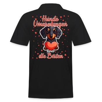 Hunde Umarmungen sind die Besten - Dackel Liebe - Männer Poloshirt - Schwarz - Hinten - Kai (181cm)