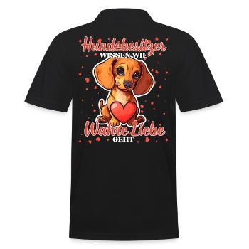 Hundebesitzer Wahre Liebe - Lustige Dackel Liebe - Männer Poloshirt - Schwarz - Hinten - Kai (181cm)