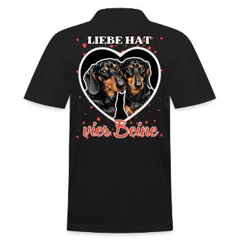Liebe hat vier Beine - Lustige Dackel Liebe - Männer Poloshirt - Schwarz - Hinten - Kai (181cm)