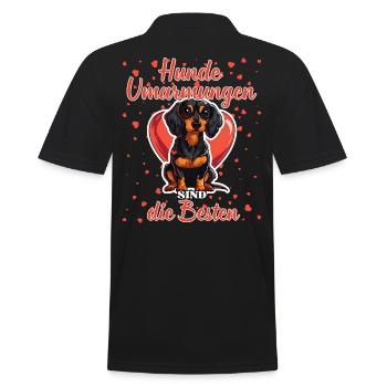 Hunde Umarmungen sind die Besten - Dackel Liebe - Männer Poloshirt - Schwarz - Hinten - Kai (181cm)
