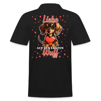 Liebe auf den ersten Wuff - Lustige Dackel Liebe - Männer Poloshirt - Schwarz - Hinten - Kai (181cm)