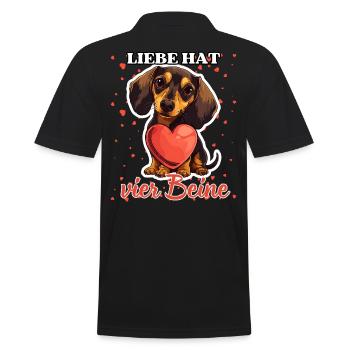 Liebe hat vier Beine - Lustige Dackel Liebe - Männer Poloshirt - Schwarz - Hinten - Kai (181cm)