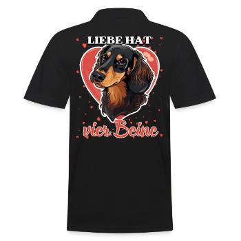 Liebe hat vier Beine - Lustige Dackel Liebe - Männer Poloshirt - Schwarz - Hinten - Kai (181cm)