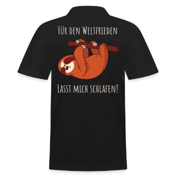 Lasst mich schlafen - Faultier Schlafshirt Damen - Männer Poloshirt - Schwarz - Hinten - Kai (181cm)