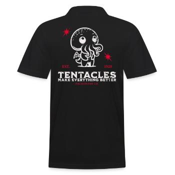 Tantakel Süßer Cthulhu Kult Lovecraft Necronomicon - Männer Poloshirt - Schwarz - Hinten - Kai (181cm)