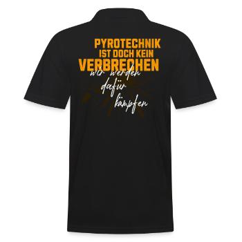 Pyrotechnik ist doch kein Verbrechen - Meme Spruch - Männer Poloshirt - Schwarz - Hinten - Kai (181cm)
