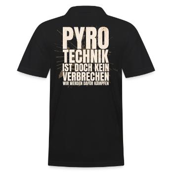 Pyrotechnik ist doch kein Verbrechen - Meme Spruch - Männer Poloshirt - Schwarz - Hinten - Kai (181cm)