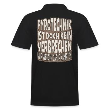 Pyrotechnik ist doch kein Verbrechen - Meme Spruch - Männer Poloshirt - Schwarz - Hinten - Kai (181cm)