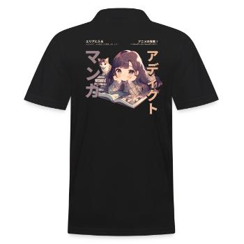 Manga Addicted - Kawaii Anime Girl Fashion Punk - Männer Poloshirt - Schwarz - Hinten - Kai (181cm)
