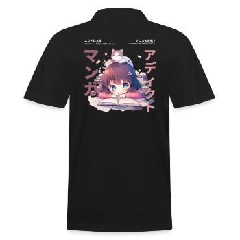 Manga Addicted - Kawaii Anime Girl Fashion Punk - Männer Poloshirt - Schwarz - Hinten - Kai (181cm)