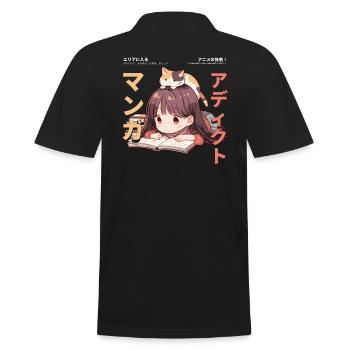 Manga Addicted - Kawaii Anime Girl Fashion Punk - Männer Poloshirt - Schwarz - Hinten - Kai (181cm)