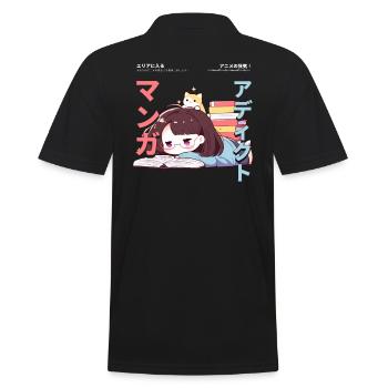 Manga Addicted - Kawaii Anime Girl Fashion Punk - Männer Poloshirt - Schwarz - Hinten - Kai (181cm)