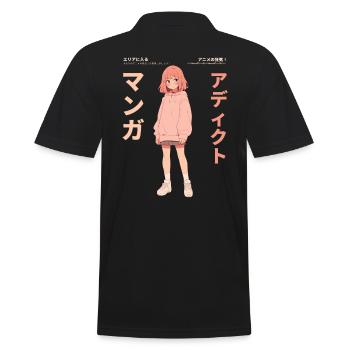 Manga Addicted - Kawaii Anime Girl Fashion Punk - Männer Poloshirt - Schwarz - Hinten - Kai (181cm)