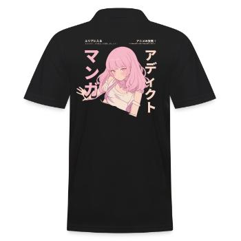 Manga Addicted - Kawaii Anime Girl Fashion Punk - Männer Poloshirt - Schwarz - Hinten - Kai (181cm)