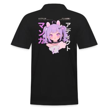 Manga Addicted - Kawaii Anime Girl Fashion Punk - Männer Poloshirt - Schwarz - Hinten - Kai (181cm)