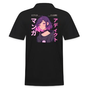Manga Addicted - Kawaii Anime Girl Fashion Punk - Männer Poloshirt - Schwarz - Hinten - Kai (181cm)