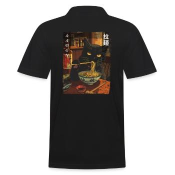 Aesthetic Anime Fan Japanische Schwarze Katze - Männer Poloshirt - Schwarz - Hinten - Kai (181cm)