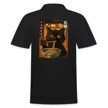Vintage Aesthetic Ramen Nudeln Kawaii Katze - Männer Poloshirt - Schwarz - Hinten - Kai (181cm)