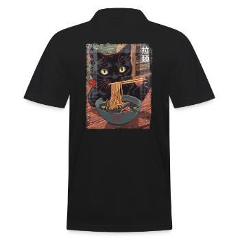Esthétique Ramen Chats Vintage Kawaii Japonais - Polo Homme - noir - Dos - Kai (181cm)
