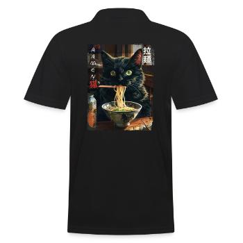 Kawaii Cat Ramen Vintage Anime Fan Design - Men's Polo Shirt - black - Back - Kai (181cm)