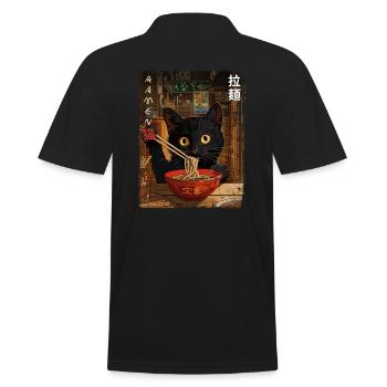 Esthétique Ramen Chats Vintage Kawaii Japonais - Polo Homme - noir - Dos - Kai (181cm)