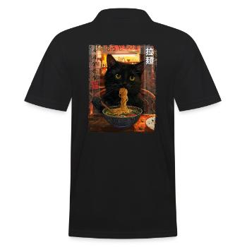 Aesthetic Ramen Cats Vintage Kawaii Japanese - Men's Polo Shirt - black - Back - Kai (181cm)