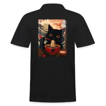 Esthétique Ramen Chats Vintage Kawaii Japonais - Polo Homme - noir - Dos - Kai (181cm)
