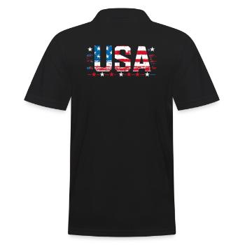 Unabhängigkeitstag Design Rot Weiß Blau USA Flagge - Männer Poloshirt - Schwarz - Hinten - Kai (181cm)