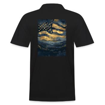 American Flag United States Woods Vintage Retro - Men's Polo Shirt - black - Back - Kai (181cm)