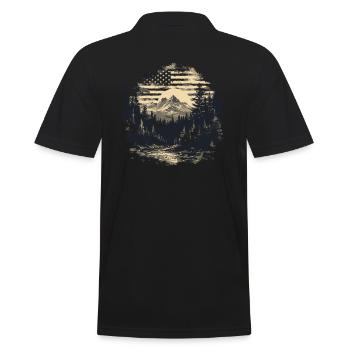 USA Amerikanische Flagge Landschaft Wald - Männer Poloshirt - Schwarz - Hinten - Kai (181cm)