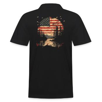 Forests United States American Flag Independence Day - Men's Polo Shirt - black - Back - Kai (181cm)