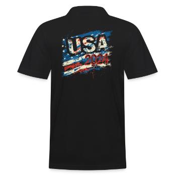 USA 2024 Wahl Amerikanische Flagge Graffiti - Männer Poloshirt - Schwarz - Hinten - Kai (181cm)