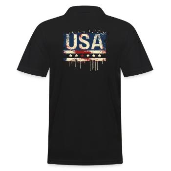 United States American Independence Day Flag - Men's Polo Shirt - black - Back - Kai (181cm)