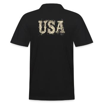 USA Text Amerikanische Flagge Unabhängigkeitstag - Männer Poloshirt - Schwarz - Hinten - Kai (181cm)