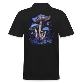 Cottagecore Goblincore Pilz Mondphasen Fairycore - Männer Poloshirt - Schwarz - Hinten - Kai (181cm)