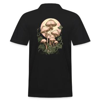 Goblincore Cottagecore Vintage Pilz Mondphasen - Männer Poloshirt - Schwarz - Hinten - Kai (181cm)