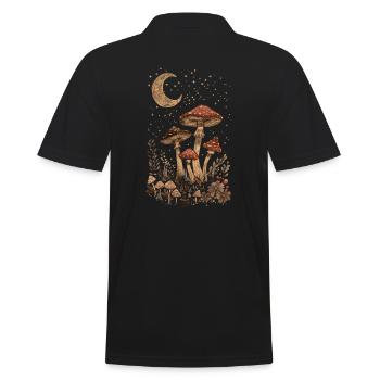 Vintage Fairycore Cottagecore Goblincore Pilz - Männer Poloshirt - Schwarz - Hinten - Kai (181cm)