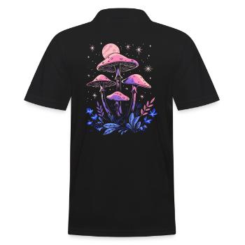Cottagecore Pilz Mondphasen Goblincore Fairycore - Männer Poloshirt - Schwarz - Hinten - Kai (181cm)