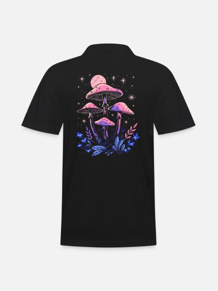 Cottagecore Pilz Mondphasen Goblincore Fairycore - Männer Poloshirt - Schwarz