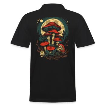 Mondphasen Pilz Fairycore Goblincore Cottagecore - Männer Poloshirt - Schwarz - Hinten - Kai (181cm)